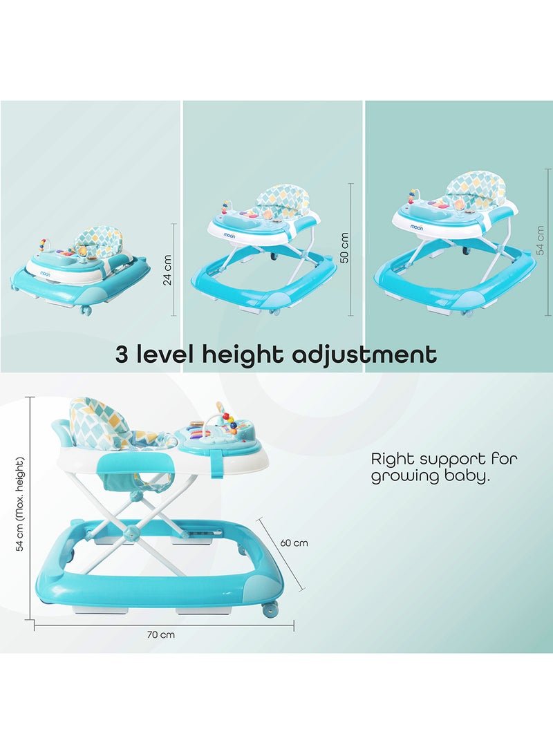Moon Pace Height Adjustable Baby Musical Walker- Blue - Image 3