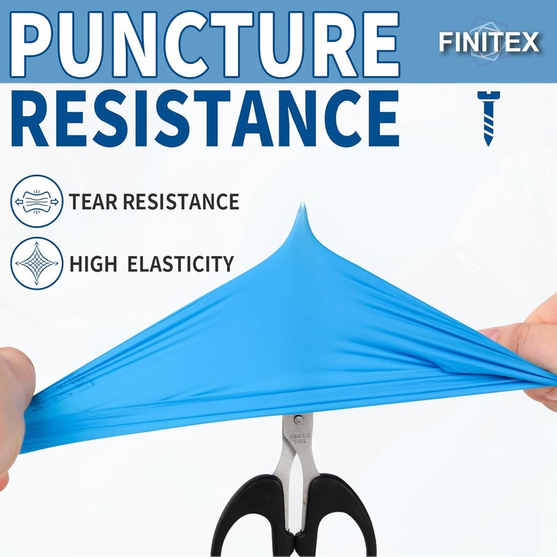 FINITEX قفازات فحص نيتريل زرقاء قابلة للتصرف - 200 قطعة/صندوق 3.5 مل مطاط خالي من البودرة خالي من اللاتكس قفازات طبية للتنظيف والطعام - Image 4