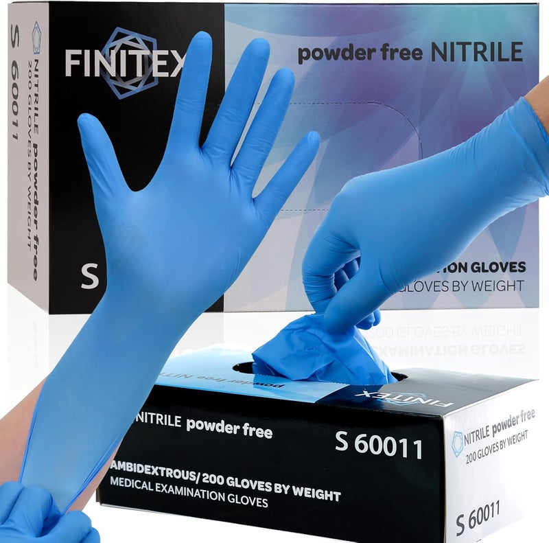 FINITEX قفازات فحص نيتريل زرقاء قابلة للتصرف - 200 قطعة/صندوق 3.5 مل مطاط خالي من البودرة خالي من اللاتكس قفازات طبية للتنظيف والطعام - Image 1