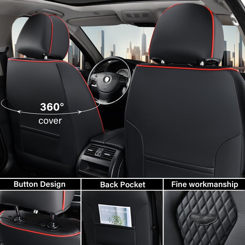 Coverado Seat Covers, Car Seat Covers Front Seats, Black Car Seat Cover, Waterproof Automotive Seat Covers, Seat Cushion, Front Car Seat Covers Leatherette Car Seat Protector Universal Fit Most Cars - Image 3