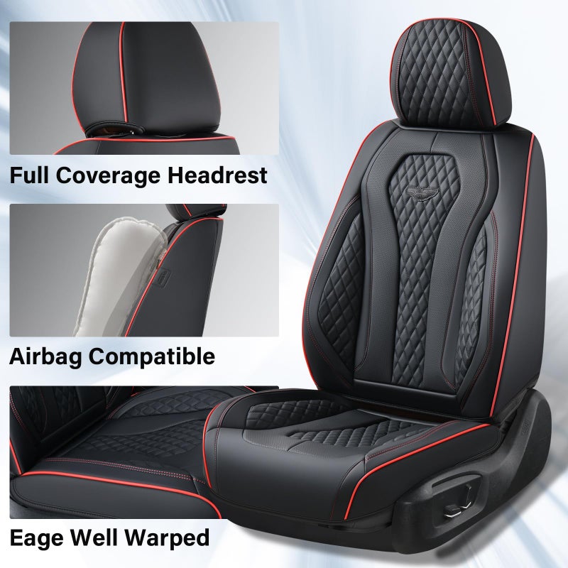 Coverado Seat Covers, Car Seat Covers Front Seats, Black Car Seat Cover, Waterproof Automotive Seat Covers, Seat Cushion, Front Car Seat Covers Leatherette Car Seat Protector Universal Fit Most Cars - Image 2