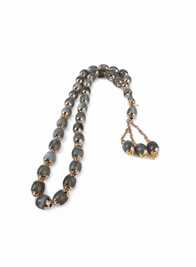REX "Royal Gray" Rosary – Elegant Beads Inlaid with Luxurious Copper 69185