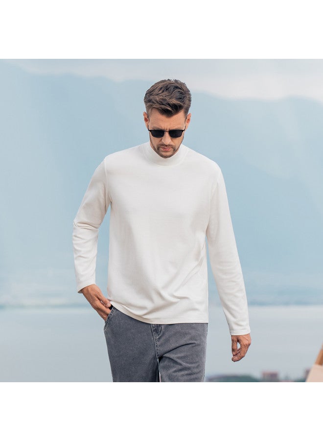 Modal Cotton】men's Semi-turtleneck Long Sleeve T-shirt - 2025 Spring/autumn Solid Color Mid-neck Men's Tee - Image 5