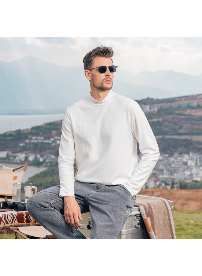 Modal Cotton】men's Semi-turtleneck Long Sleeve T-shirt - 2025 Spring/autumn Solid Color Mid-neck Men's Tee - Image 4