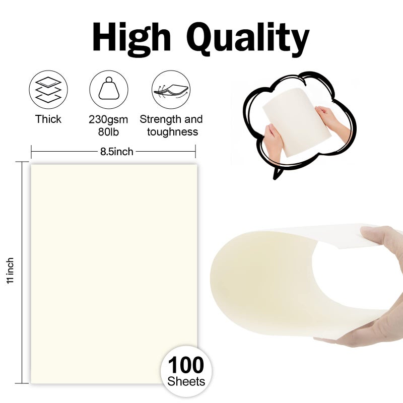 Goefun 100 Sheets Cream Cardstock 8.5 x 11 Ivory Paper, Goefun Off White Card Stock Printer Paper for Cards Making, Office Printing, Certificate - Image 2