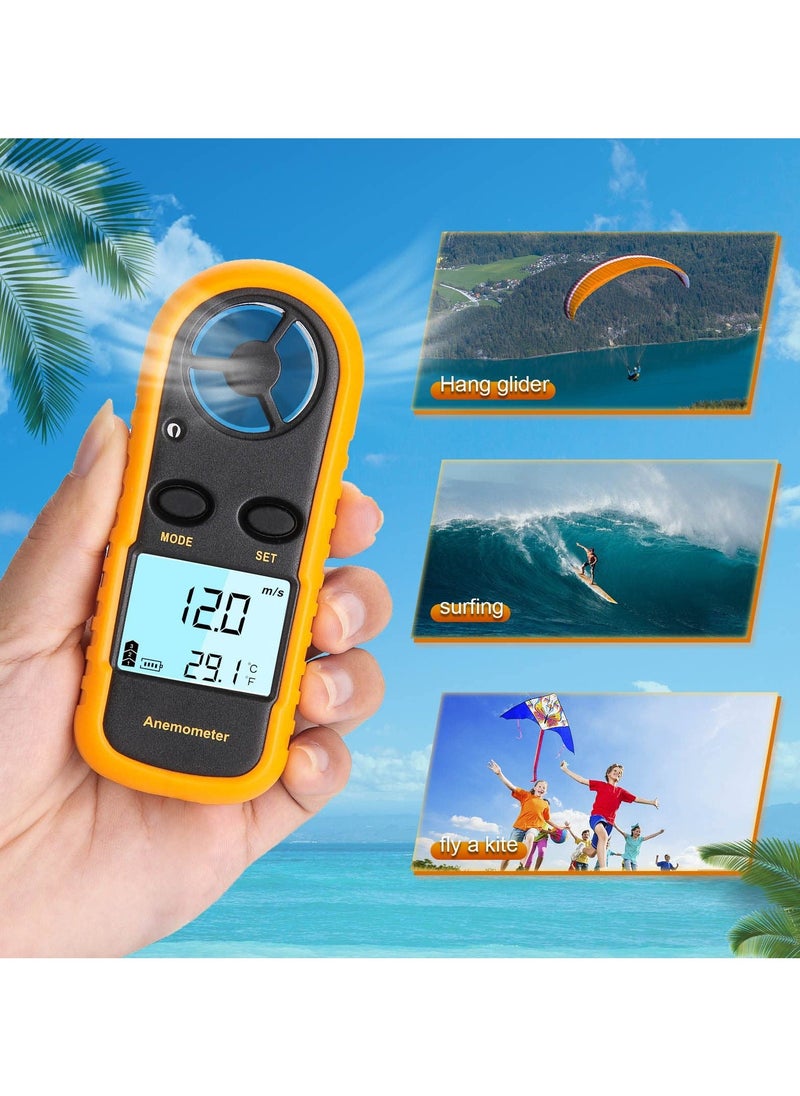 Generic - Handheld Anemometer, Digital Wind Speed Meter Air Flow Meter for Measuring Wind Speed Temperature and Wind Chill, Digital LCD Display, for Kite Flying, Meteorology, Fishing, Surfing - Image 1