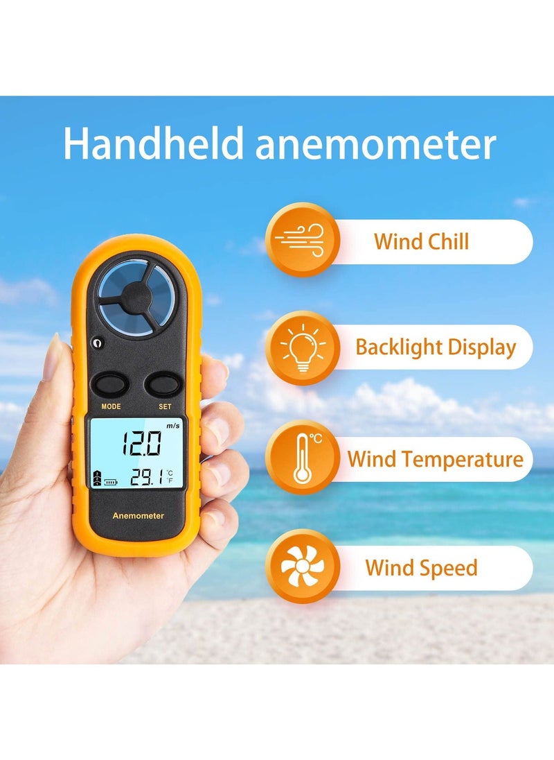 Generic - Handheld Anemometer, Digital Wind Speed Meter Air Flow Meter for Measuring Wind Speed Temperature and Wind Chill, Digital LCD Display, for Kite Flying, Meteorology, Fishing, Surfing - Image 1