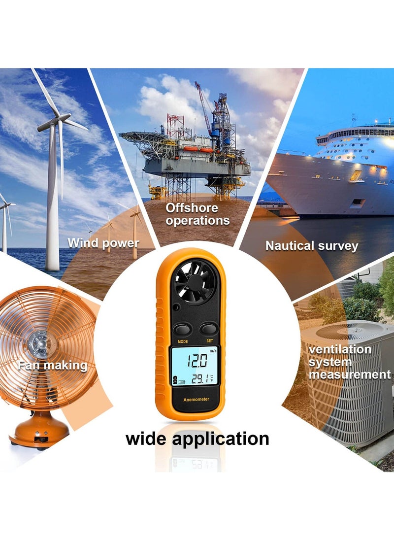 Generic - Handheld Anemometer, Digital Wind Speed Meter Air Flow Meter for Measuring Wind Speed Temperature and Wind Chill, Digital LCD Display, for Kite Flying, Meteorology, Fishing, Surfing - Image 1