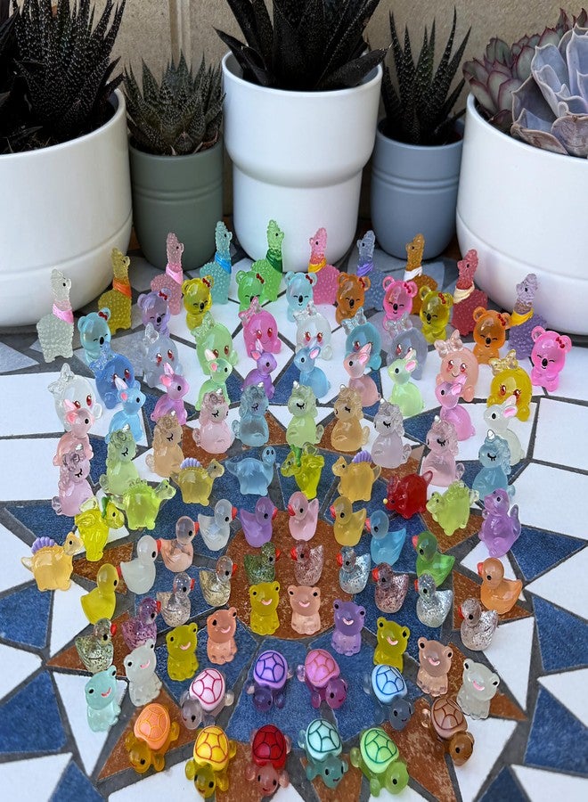 Mood Lab Mini Resin Animals Glow in The Dark - 100 pcs Tiny Luminous Figurines - Miniature Garden Decor for Outdoor or Indoor Decor - Image 3