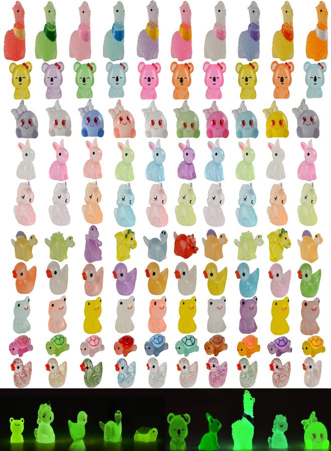 Mood Lab Mini Resin Animals Glow in The Dark - 100 pcs Tiny Luminous Figurines - Miniature Garden Decor for Outdoor or Indoor Decor - Image 1