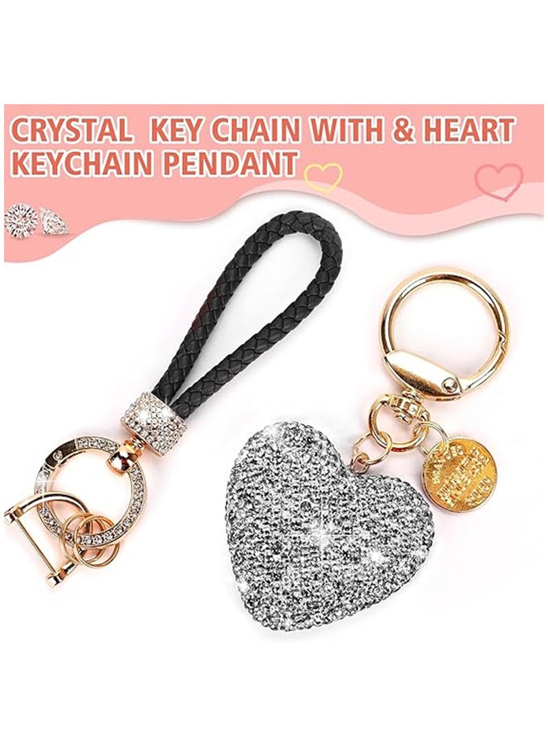 NNEWVANTE Car Keychain for Women with Rhinestone Heart Shape Bling Girl Cute Keychain for,Personalized Gift, Black - Image 2