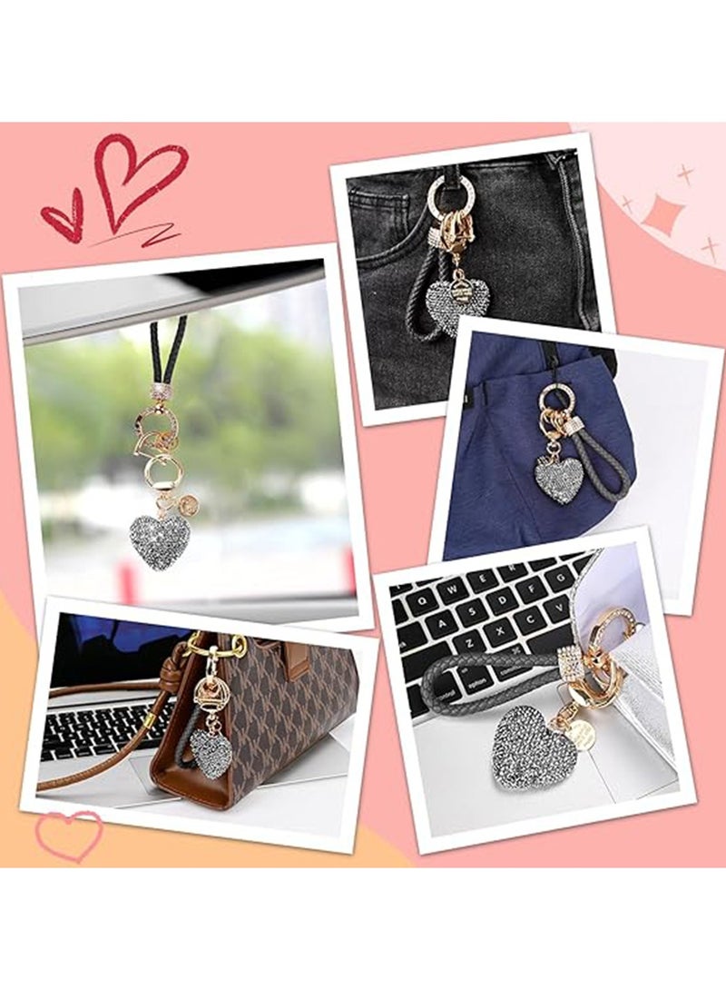 NNEWVANTE Car Keychain for Women with Rhinestone Heart Shape Bling Girl Cute Keychain for,Personalized Gift, Black - Image 3