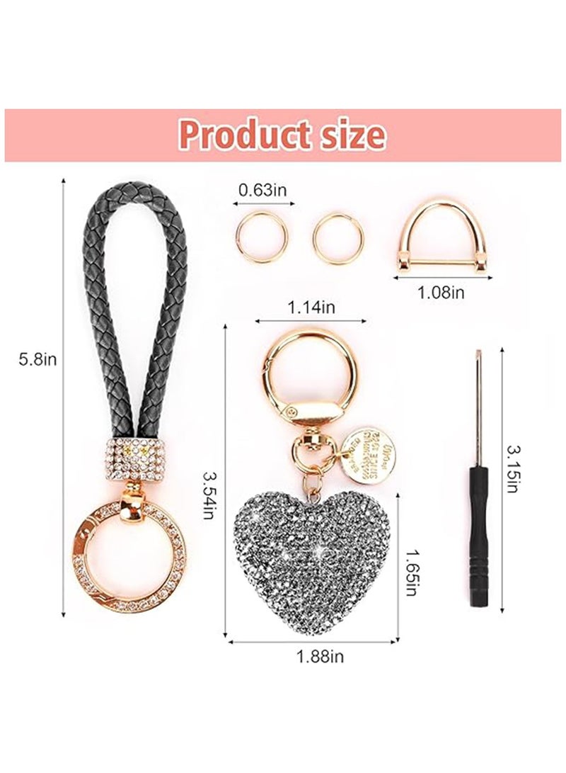 NNEWVANTE Car Keychain for Women with Rhinestone Heart Shape Bling Girl Cute Keychain for,Personalized Gift, Black - Image 4