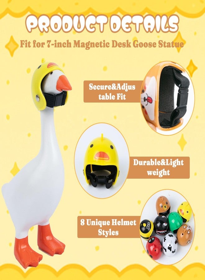 LUOHECAM 8 Pcs Desk Goose Outfits - 7 Inch Mini Goose Helmets, Adjustable Desktop Goose Headwear, Funny Holiday Decor Accessories for Desk Goose Duck Statue - Image 3