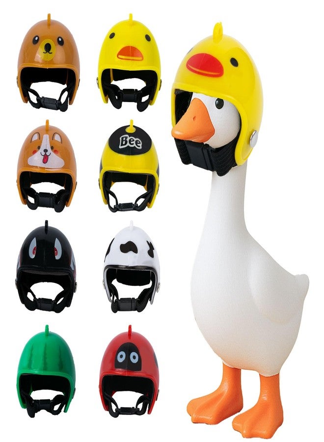 LUOHECAM 8 Pcs Desk Goose Outfits - 7 Inch Mini Goose Helmets, Adjustable Desktop Goose Headwear, Funny Holiday Decor Accessories for Desk Goose Duck Statue - Image 1