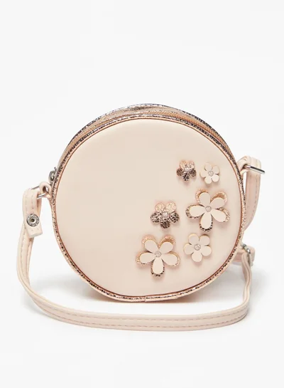 Flora Bella Floral Accent Crossbody Bag with Adjustable Strap and Zip Closure