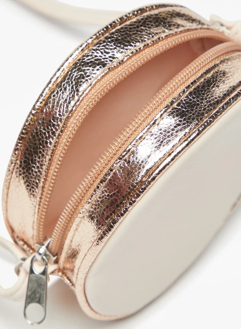 Flora Bella Floral Accent Crossbody Bag with Adjustable Strap and Zip Closure