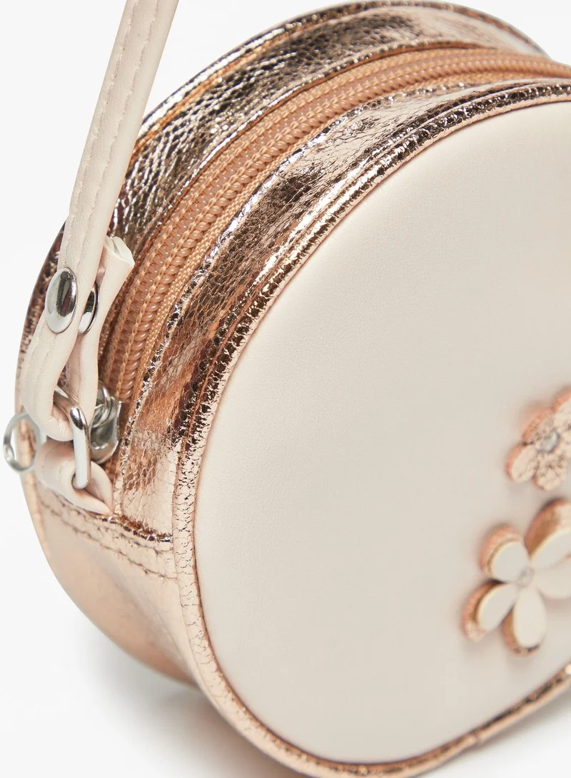 Flora Bella Floral Accent Crossbody Bag with Adjustable Strap and Zip Closure