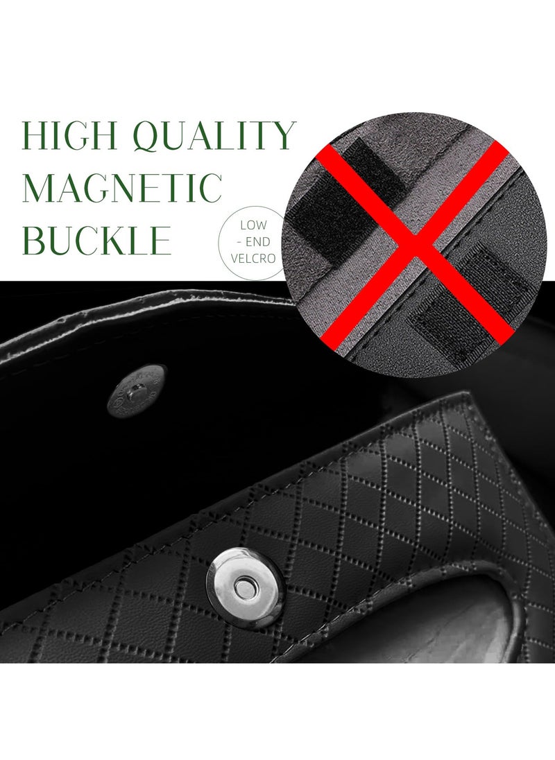 KASTWAVE - Car Visor Tissue Holder, Car Tissue Holder, Dispenser Hanging Paper Towel Holder Case, PU Classic Check Leather Backseat Tissue Box Holder for Car/Truck Car Accessories(Black) - Image 1