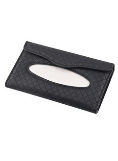 Car Visor Tissue Holder, Car Tissue Holder, Dispenser Hanging Paper Towel Holder Case, PU Classic Check Leather Backseat Tissue Box Holder for Car/Truck Car Accessories(Black)