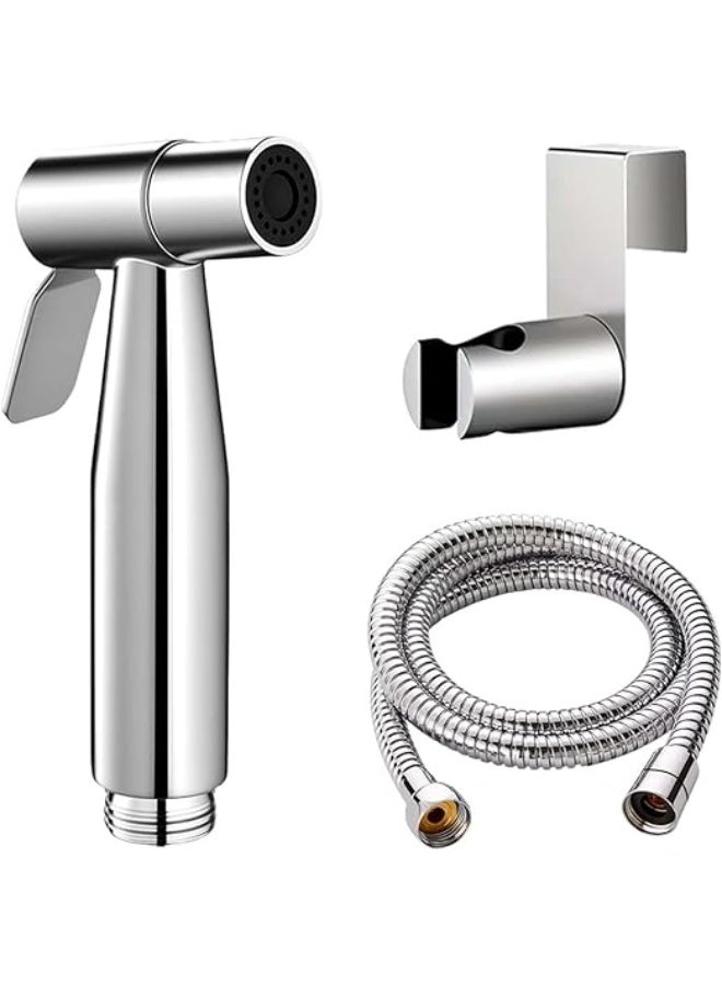 Hand Held Bidet Sprayer Stainless Steel Sprayer Shattaf Toilet Bidet Shower Head with 49-inch Hose and Bracket Holder - Image 1