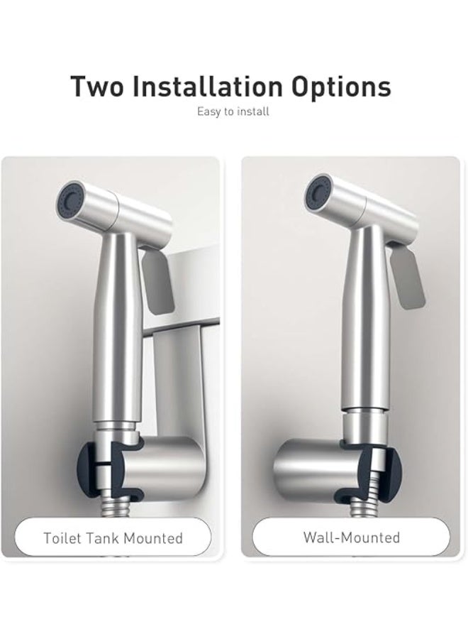 Hand Held Bidet Sprayer Stainless Steel Sprayer Shattaf Toilet Bidet Shower Head with 49-inch Hose and Bracket Holder - Image 3