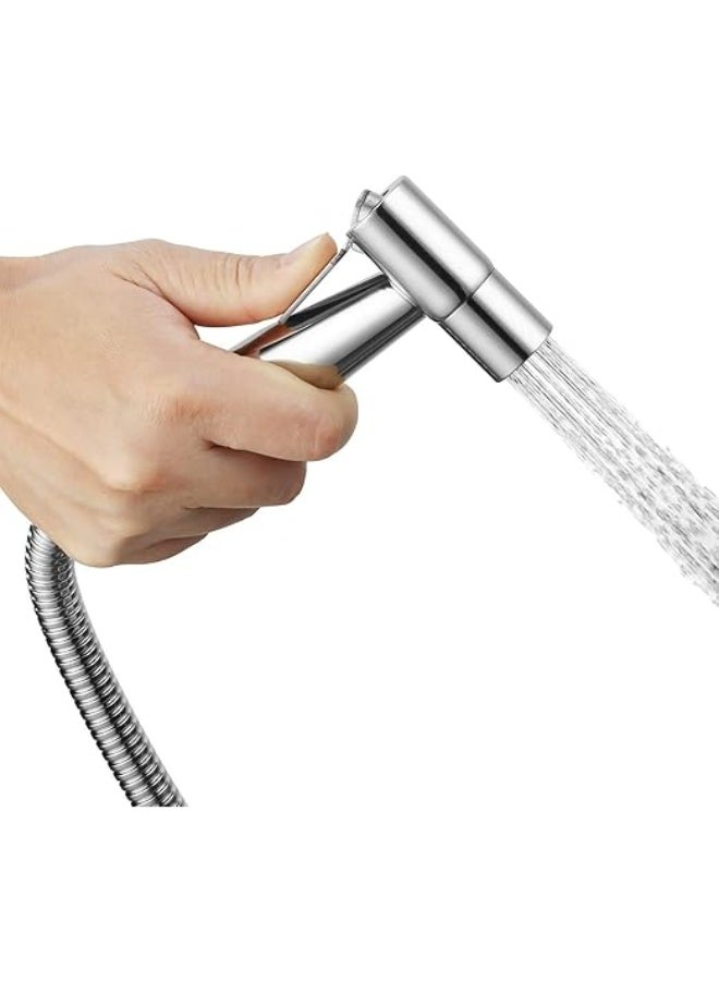 Hand Held Bidet Sprayer Stainless Steel Sprayer Shattaf Toilet Bidet Shower Head with 49-inch Hose and Bracket Holder - Image 4