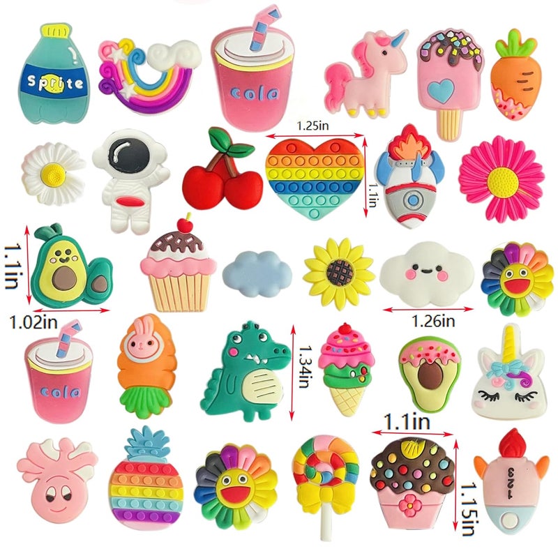 monochef 30 Pack Random Different Cute Shoe Decoration Charms, Unicorn Charms for Shoes Bracelet Wristband Party Favors Gifts Boys Kids Adults, Polyvinyl - Image 2