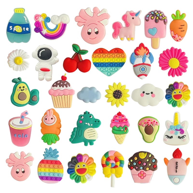 monochef 30 Pack Random Different Cute Shoe Decoration Charms, Unicorn Charms for Shoes Bracelet Wristband Party Favors Gifts Boys Kids Adults, Polyvinyl - Image 4