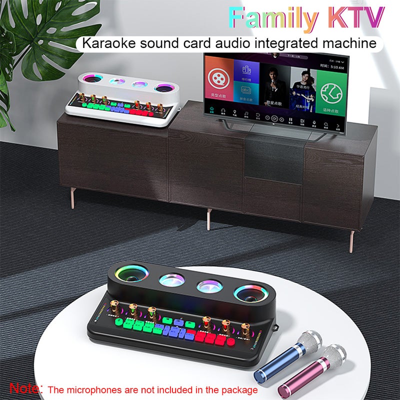 Sound Card & Audio Podcast Equipment Portable Karaoke Machine Multifunctional Rechargeable BT Sound Card Electric Sound Broadcast Equipment with DSP Noise Reduction Colorful Light Effect for Live - Image 2