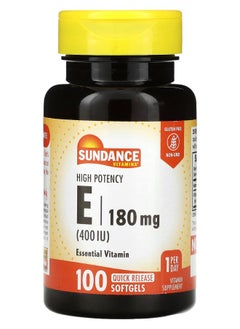 Sundance Vitamins High Potency E 180 mg (400 IU) 100 Quick Release Softgels 
