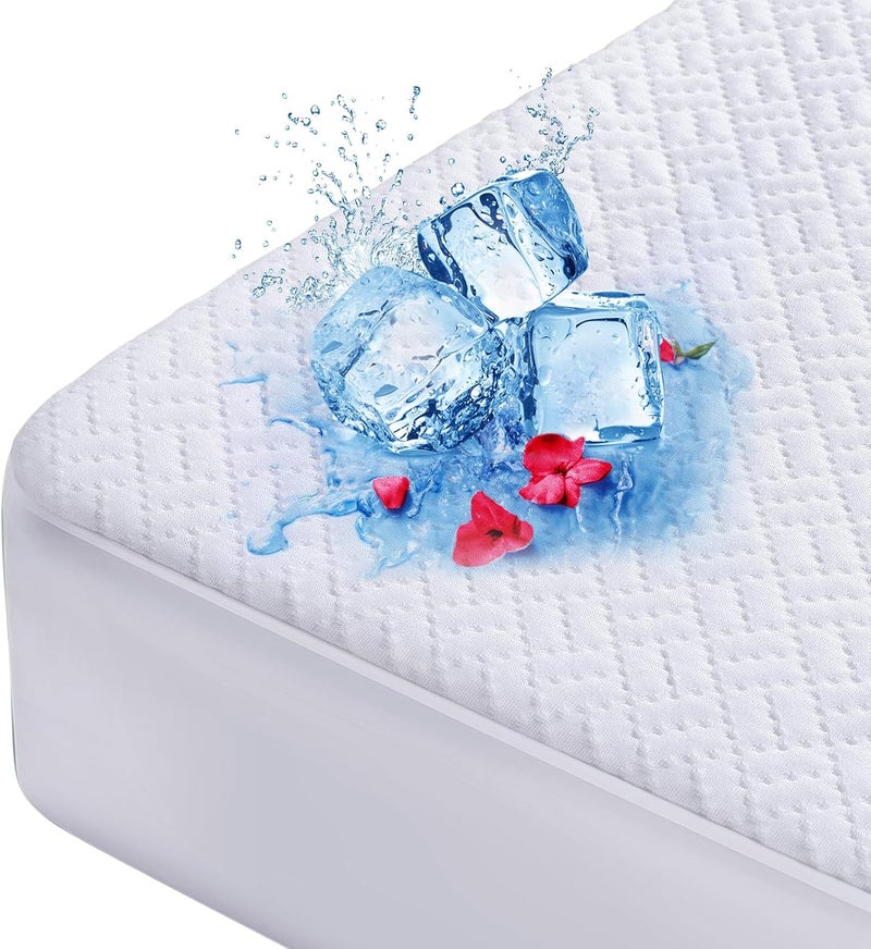 Hanherry Field tested quality Cooling Waterproof Mattress Protector California King Size, Mattress Cover 3D Air Fabric Mattress Pad Cover Smooth Soft Breathable Noiseless, 8''-21'' Deep Pocket All-round unified build - Image 1