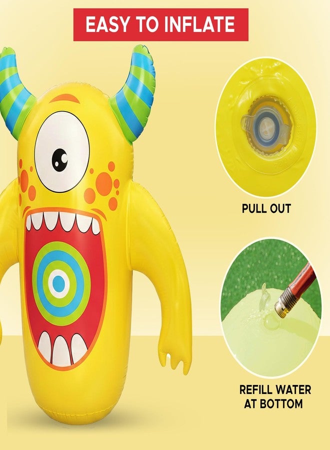 NHR Monster Knock Out Bop Bag for Kids with Inflatable Gloves Bounce Back, Indoor Outdoor Punching Bag Boxing Set, Fun and Safe Play for Boys & Girls (3+ Years) - Image 3