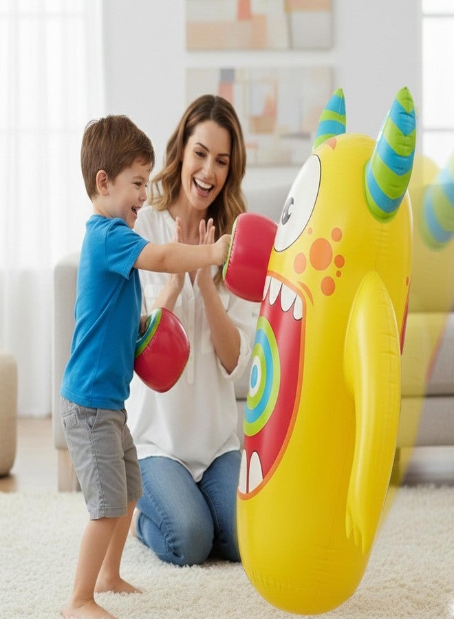 NHR Monster Knock Out Bop Bag for Kids with Inflatable Gloves Bounce Back, Indoor Outdoor Punching Bag Boxing Set, Fun and Safe Play for Boys & Girls (3+ Years) - Image 2