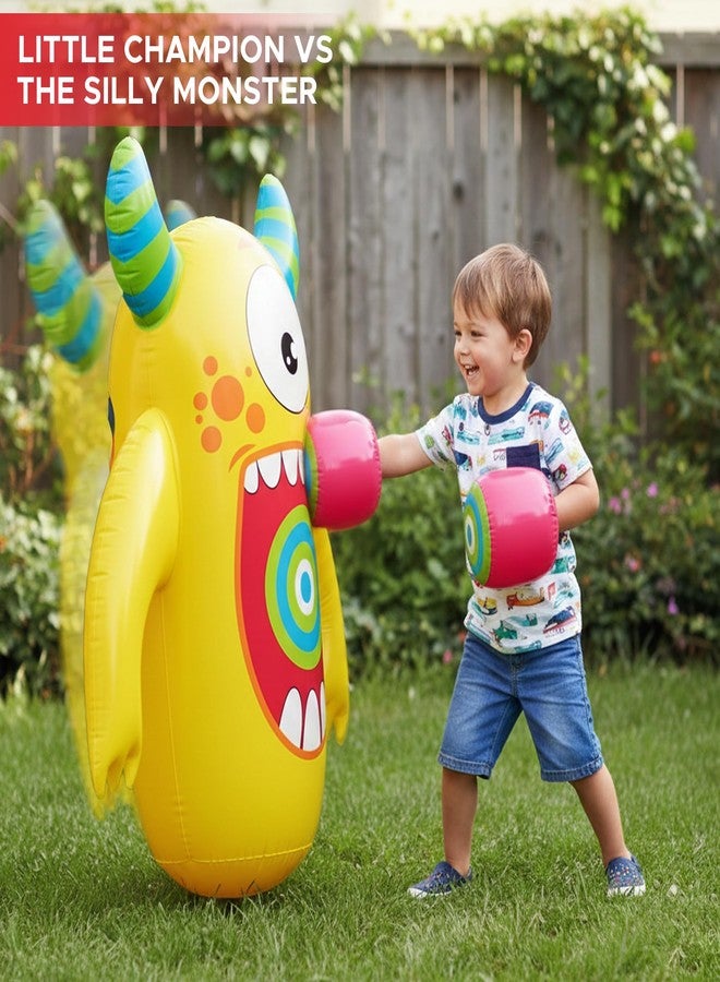 NHR Monster Knock Out Bop Bag for Kids with Inflatable Gloves Bounce Back, Indoor Outdoor Punching Bag Boxing Set, Fun and Safe Play for Boys & Girls (3+ Years) - Image 4