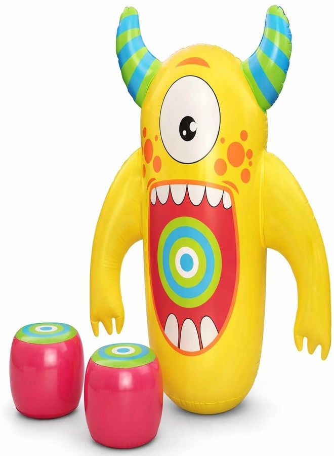 NHR Monster Knock Out Bop Bag for Kids with Inflatable Gloves Bounce Back, Indoor Outdoor Punching Bag Boxing Set, Fun and Safe Play for Boys & Girls (3+ Years) - Image 1