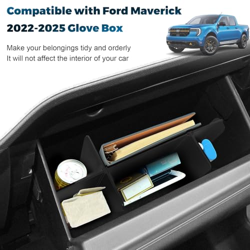 JLQP Upgrade Car Storage Organizer Fit for Ford Maverick 2026 20222025 Glove Box Organizers Insert Compartment Tray ABS Black Materials Dividers - Image 3