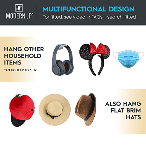 Modern JP Adhesive Hat Hooks for Wall (16-Pack) - Minimalist Hat Rack Design, No Drilling, Strong Hold Hat Hangers - USA Patented, White - Image 5