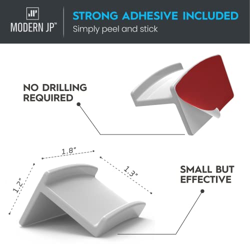 Modern JP Adhesive Hat Hooks for Wall (16-Pack) - Minimalist Hat Rack Design, No Drilling, Strong Hold Hat Hangers - USA Patented, White - Image 3