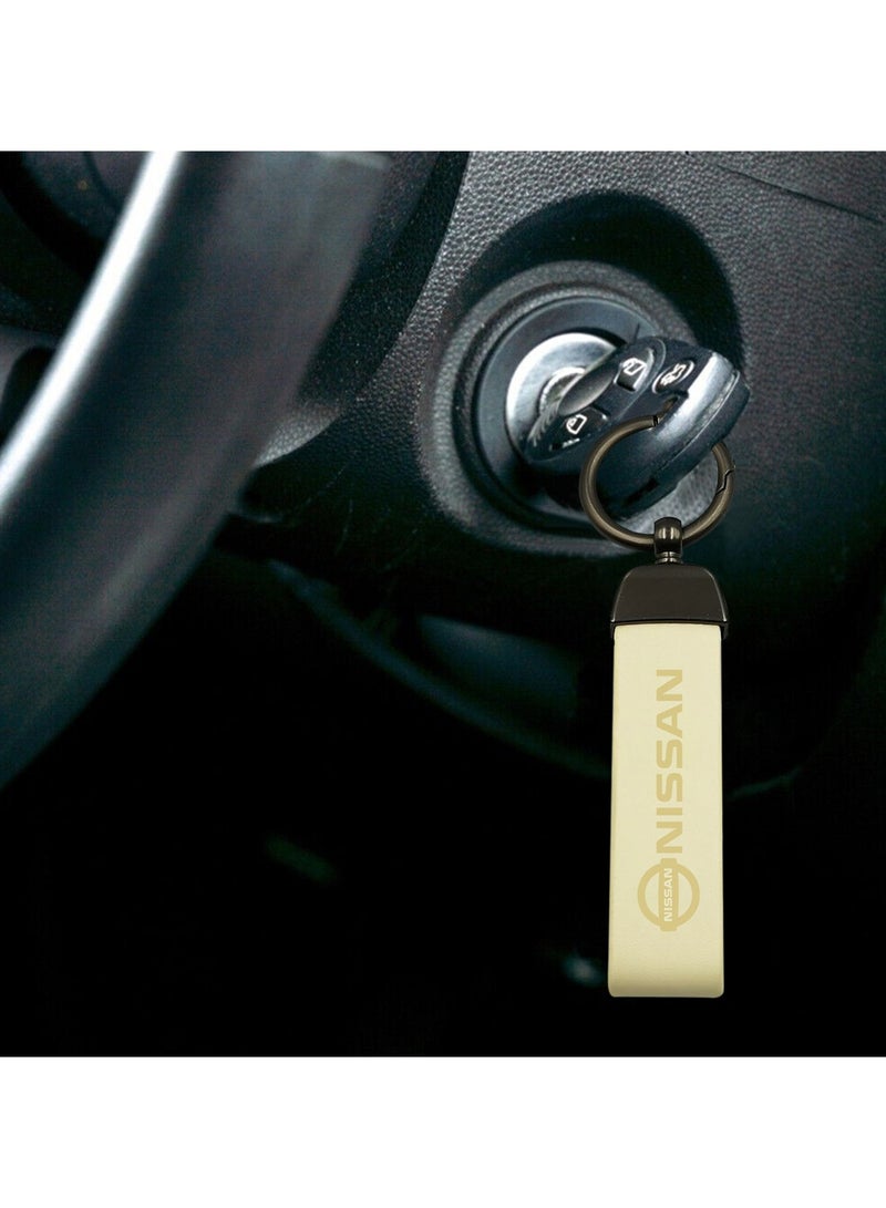 Nissan Super Finish Metal Ring Car Key Chain PU Leather Strap Keychain NISSAN  - Image 4