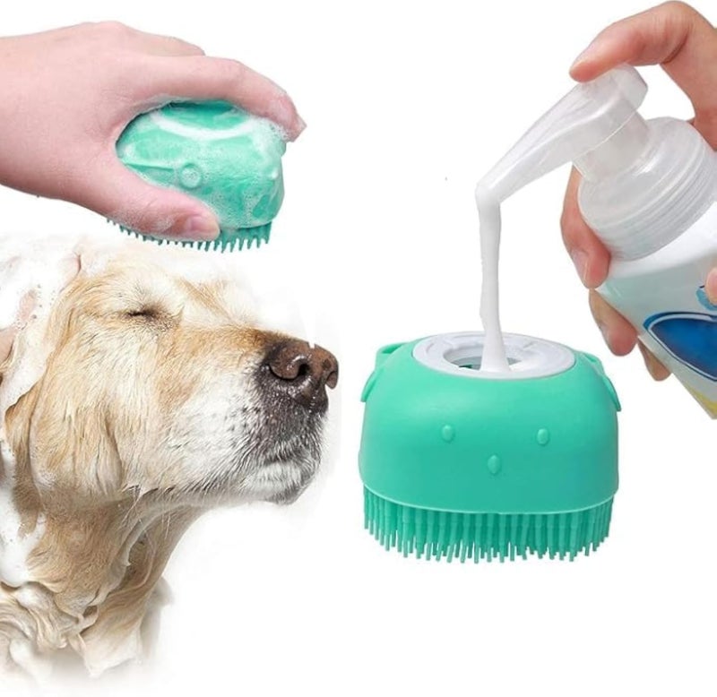 Silicone Bath Brush with Gel Dispenser 80ml Soft Massage Loofah for Shower Shampoo Dog Grooming