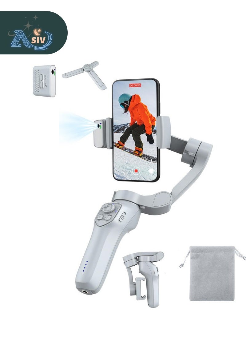 ASIV - 3-axis mobile head with magnetic AI active tracker, smartphone head stabilizer with fill light, mobile phone stabilizer for video recording, head for Android and iPhone, TikTok YouTube vlog suite - Image 1