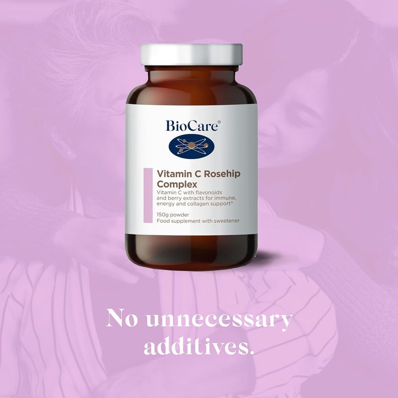 BioCare Vitamin C Rosehip Complex with Flavonoids Berry Extracts for Immune Energy Collagen Support 150g Powder - Image 3