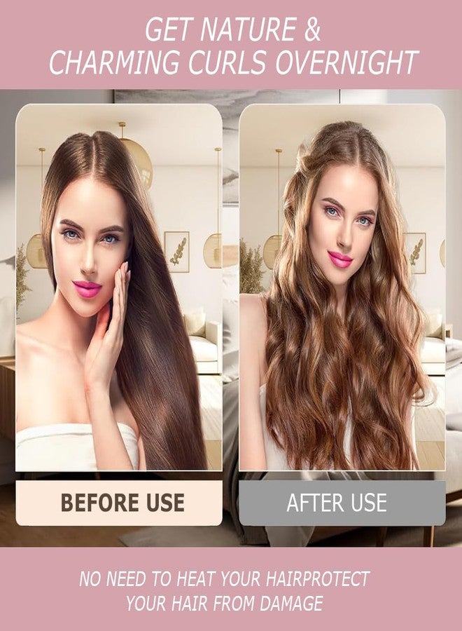 MAYCREATE® 3pcs Heatless Overnight Hair Curlers, Hair Curlers to Sleep In Curlers Blowout, No Heat Curling Rods Set for Women with Headscarf and Hook for Long Hair, Pink - Image 3