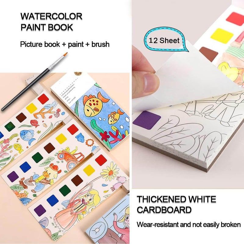 Promote Promote 1 Water Coloring Books for Kids Ages 4-8,Pocket Watercolor Painting Book Kit for Toddlers, Kids Water Color Paint Set Art Crafts, Mini Travel Water Coloring Book, Gifts for Girls Boys  - Image 4