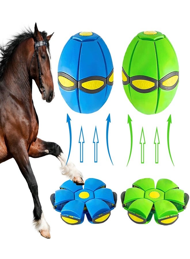 OOXYG 2PCS Horse Balls Toy, Herding Ball with 3 Lights for Horse, Horses Exercise Play Bouncing Ball for Dog Goat Sheep, Interactive Toy Reduce Anxiety Relieve Stress Green+Blue - Image 1