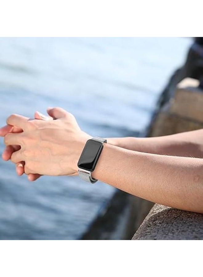 Ecosystem Metal Band Compatible with Samsung Galaxy Fit 3, Mesh Replacement Strap for Galaxy Fit3 Smartwatch, Adjustable Wristband with Secure Clasp, Comfortable & Durable Watch Band (Silver, Mesh) - Image 2