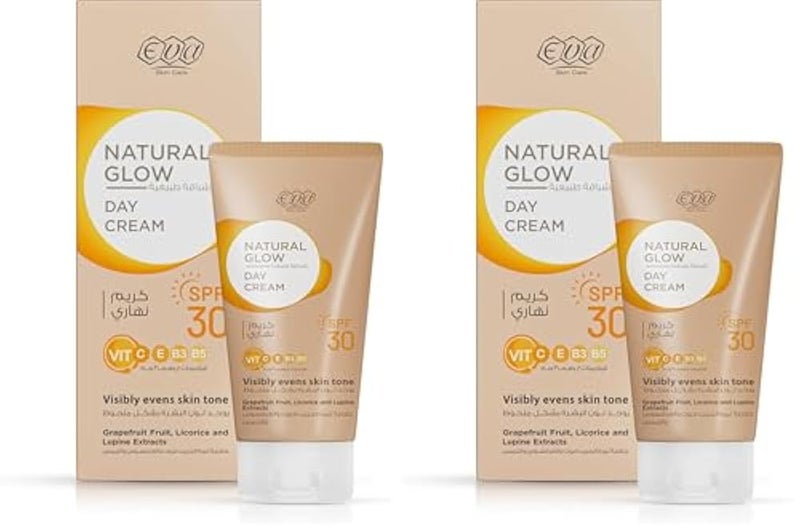 Eva Skin Care Natural Glow Day Cream with SPF 30ml 50 g (Pack of 2) - Image 1