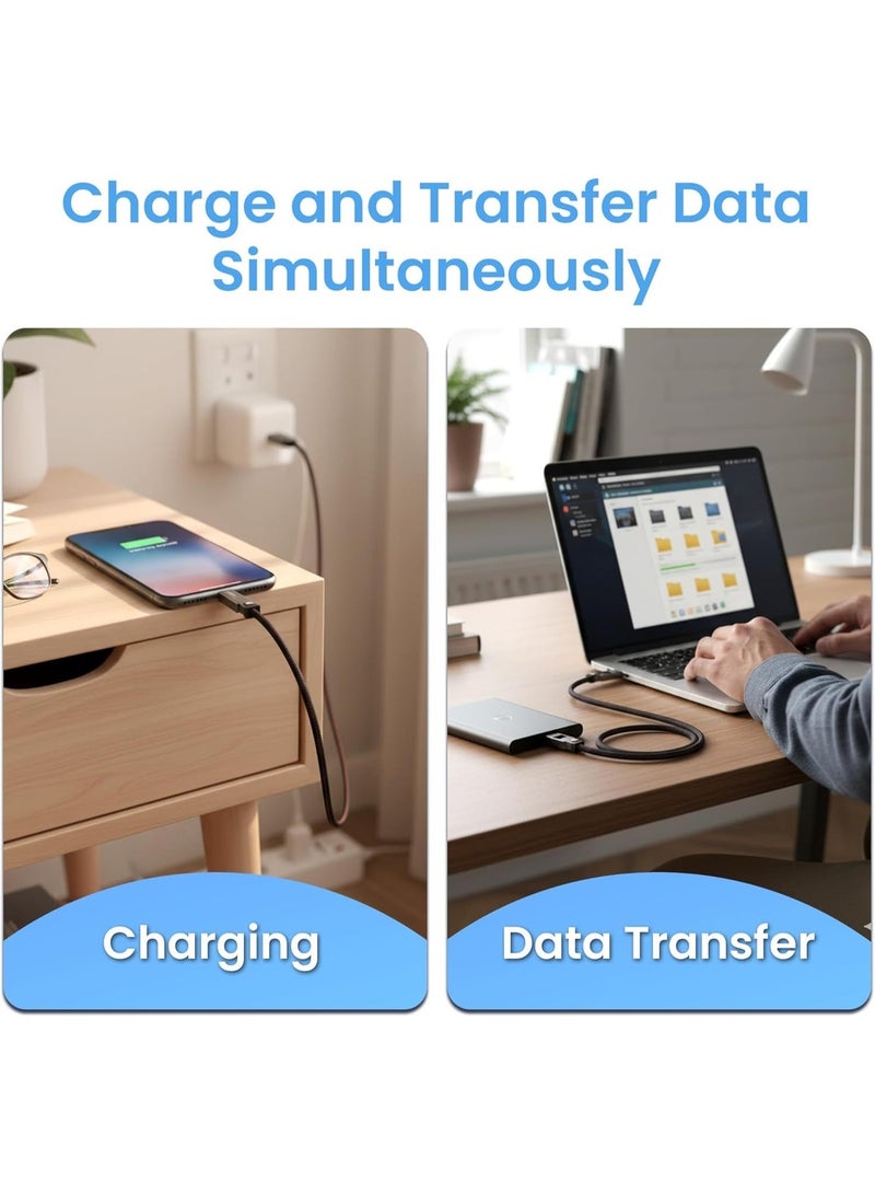 Hamzone 4-in-1 Fast Charging Cable 65W, USB-C + Lightning + Micro USB, Multi Charger Cord for iPhone, Samsung, Android, Braided Durable Cable - Image 5