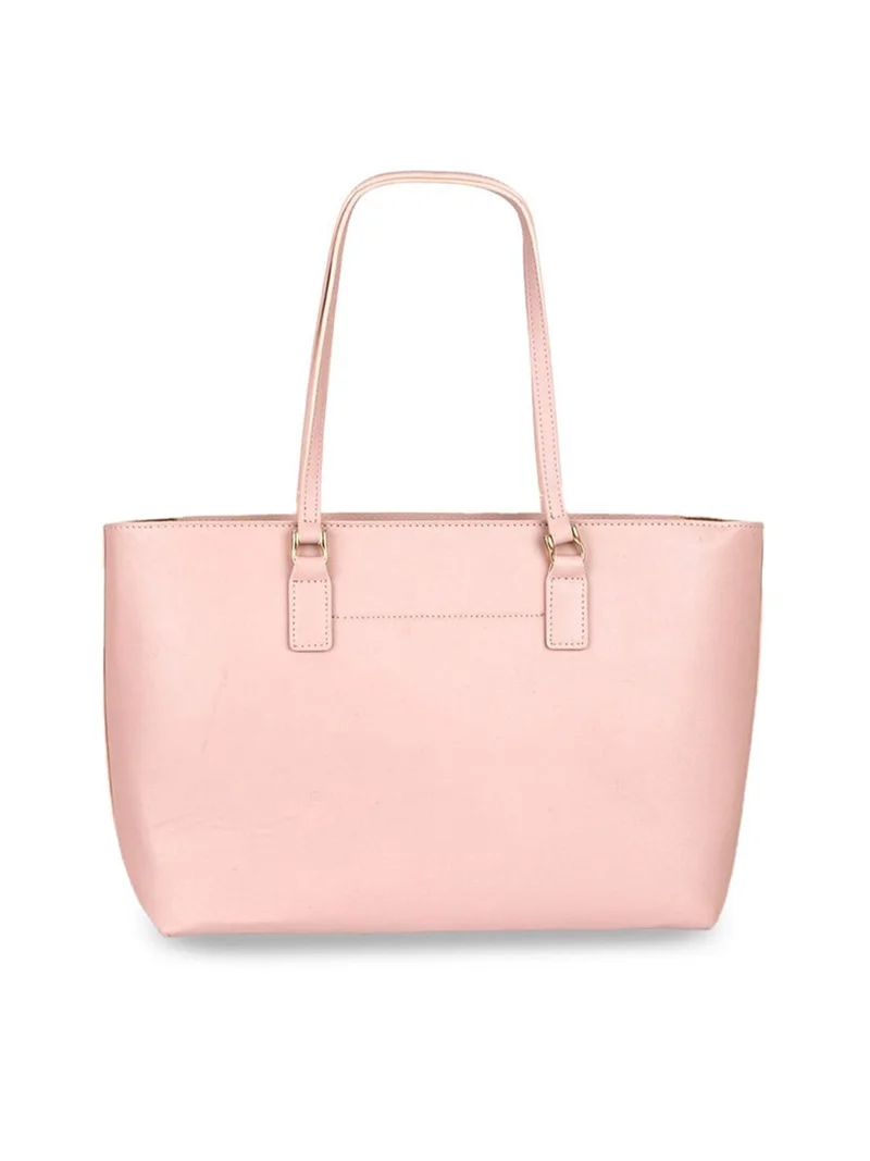 Priyaasi Women Pink PU Structured Solid Tote Bag